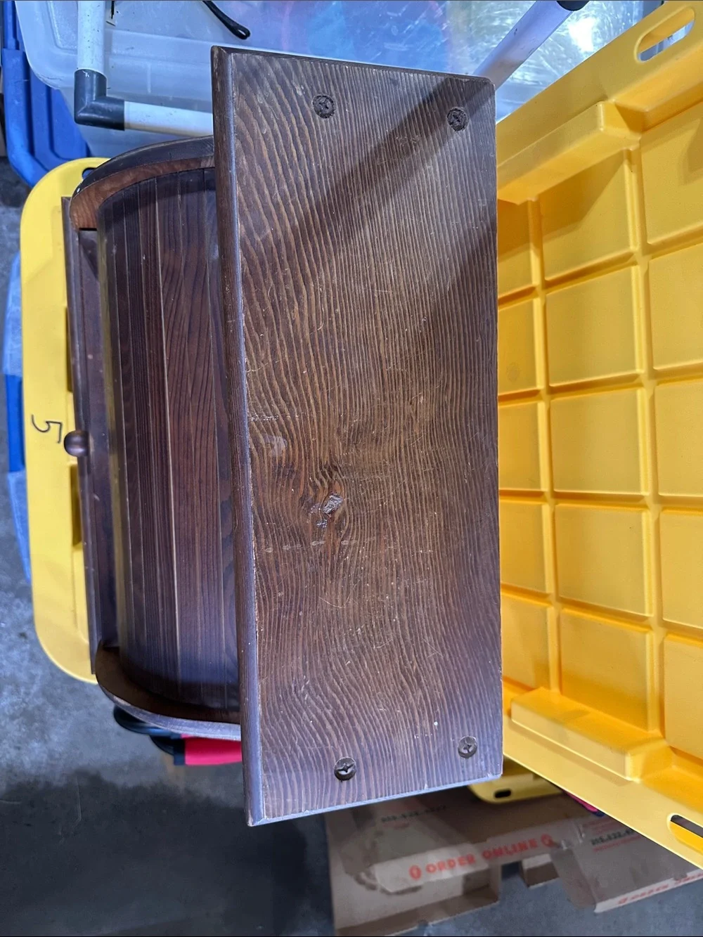 Vintage rare wooden roll top bread box